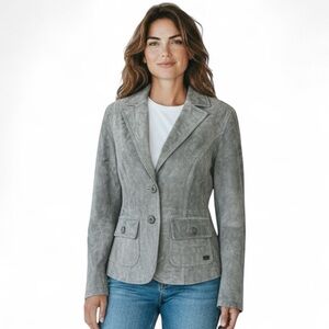 Ruff Hewn Sage Leather Suede Jacket Like New! M